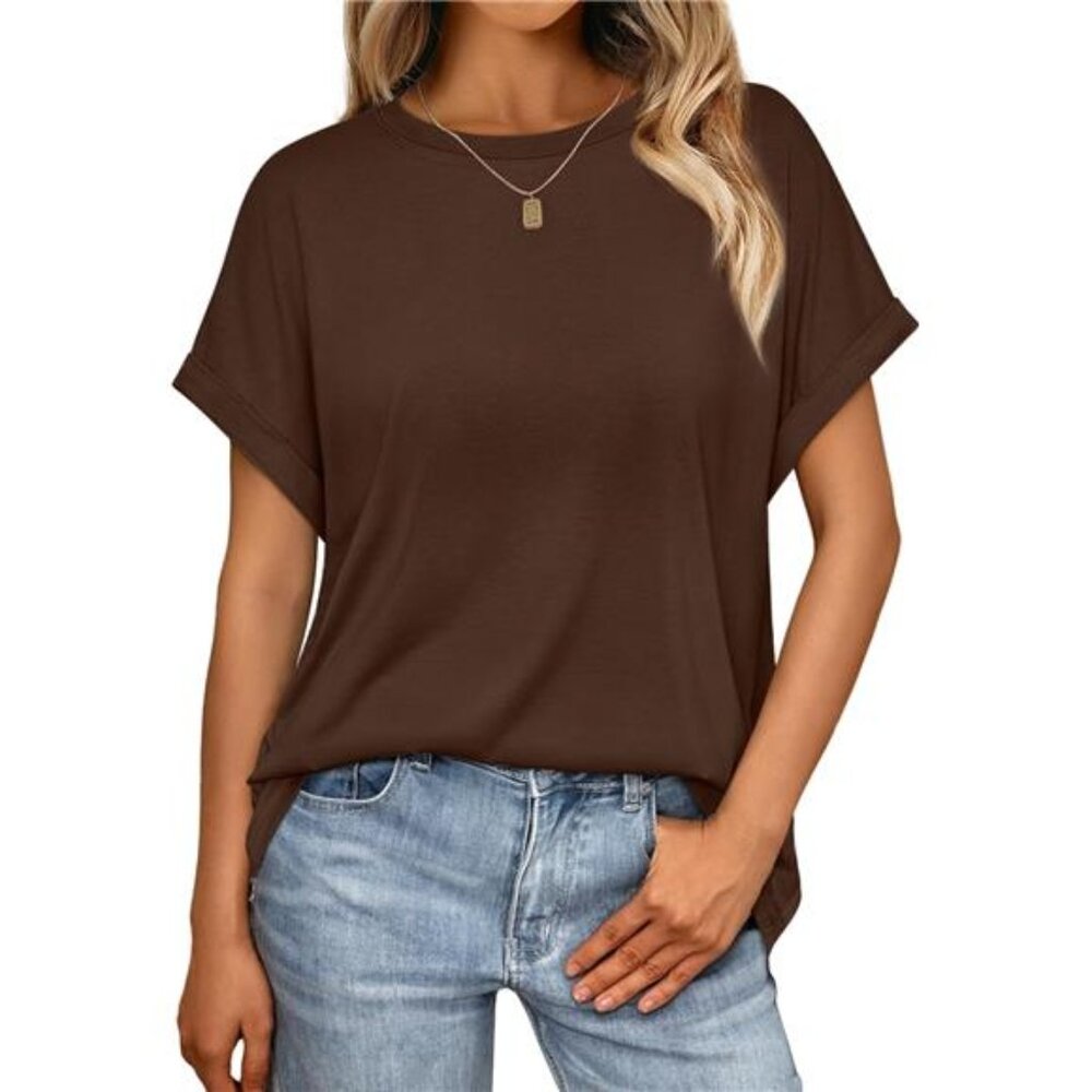 Womens Summer Tops Outfits Spring Casual Dressy T Shirts Workout Brown